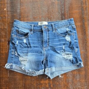 Juniors Ripped Blue Jean Shorts